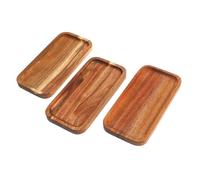 PartyKindom 3pcs Rustic Wooden Serving Tray Food Serving Platters for Snacks Desserts Fruits Drinks Solid Wood Decorative Coffee Table Trays