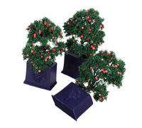 PartyKindom 3pcs Simulated Potted Plant Decor Fake Plant Doll House Artificial Indoor Dollhouse Artificial Potted Flowers Fake Fruit Miniature Fruit Tree Resin Blue