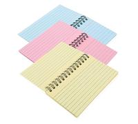 PartyKindom 3pcs Small Spiral Notebooks Lined Note Cards for Study and Planning Easy Page Turning with Design for Daily Use and Creative Writing Pink Yellow Blue