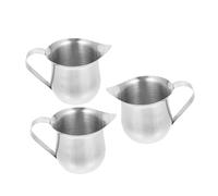 PartyKindom 3pcs Stainless Steel Milk Jug with Handle for Espresso Cappuccino Frothing Lightweight Portable Creamer Pitchers with Narrow Spout for Precise Pouring Outdoor Camping Coffee Cups