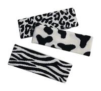 PartyKindom 3pcs Stylish Elastic Headbands for Women, Knitting Material Zebra and Cow Print, Stretch Workout Headwraps Suitable for Face Mask and Washing Face