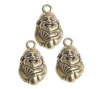 PartyKindom 3pcs Vintage Brass God of Wealth Keychain Decorative Retro Pendant Charms Lightweight Key Ring for Car Keys Desktop Craft Gift