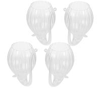 PartyKindom 4 Pcs Creative Transparent Glass Juice Cups with Striped Design Heat Resistant Beverage Glassware for Wine Cocktails and Parties