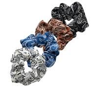 PartyKindom 4 pcs Large Floral Print Wide Fabric Hair Scrunchies Elastic Ponytail Holders for Women Soft Hair Ties for Daily Wear Parties Birthdays and Weddings