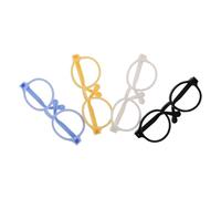 PartyKindom 4 Pcs Miniature Doll Eyeglasses Frames Cotton Glasses for Doll Dress Up Stylish Accessories in Yellow Blue White Black Creative Pretend