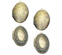 PartyKindom 4 Pcs Oval Memorial Photo Pendants Metal Photo Frame Charms with Delicate Design for DIY Jewelry Making Easy to Use Suitable for Thanksgiving Bracelets