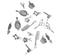PartyKindom 40pcs Assorted Silver Mirror Alloy DIY Charm Pendants for Jewelry Making Mini Scissors Comb Design Craft Accessories for Necklaces Bracelets Keychains Creative Handmade Projects