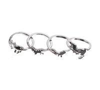 PartyKindom 4Pcs Adjustable Dinosaur Rings Womens Jewelry Delicate Stegosaurus Tyrannosaurus Long Neck Triceratops Design Fashion Accessories for Parties and Daily Wear