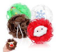 PartyKindom 4pcs Bath Ball Body Scrubber Creative Christmas Style Assorted Color Wadding Pe Material Produce Rich Foams Massage The Skin Holiday Bath Accessory