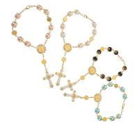 PartyKindom 4pcs Beaded Prayer Jewelry for Women Men Baptism Wedding Party Favors Versatile Spiritual Accessories for Daily Wear and Car Decor