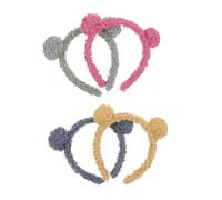 PartyKindom 4pcs Bear Ear Headbands for Women Soft Cute Hairbands for Face Washing Makeup Workout Birthday in Yellow Green Rose Red Mist Blue