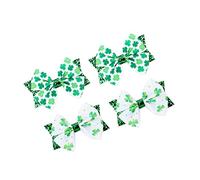 PartyKindom 4pcs Clover Bow Hairpins Bowknot Hair Clips for St Patrick's Day Comfortable Hold for Thick and Curly Hair for Women