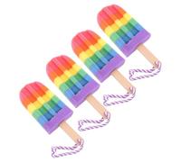 PartyKindom 4pcs Colorful Ice Cream Shaped Body Exfoliating Shower Sponges Soft Bath Scrubbers for Gentle Skin Cleansing Back Scrubber Bath Accessories Portable for Travel