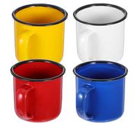 PartyKindom 4Pcs Enamel Water Cups Vintage Camping Mugs for Tea Coffee Milk, Retro Tin Mugs for Hot Drinks, Assorted Colors, 8.5 X 6 Cm, Ideal for Home and Outdoor Use
