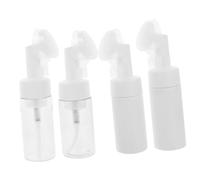 PartyKindom 4pcs Facial Cleansing Brush and Bubble Cosmetic Bottle Set 100ml 120ml Plastic Manual Face Brush for Deep Pore Cleansing Suitable for Daily Skincare Routine