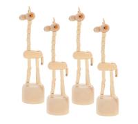 PartyKindom 4pcs Giraffe Finger Puppets Handcrafted Wooden Animal Figurines for Interactive Play Travel Companion and Room Decor Natural Wood Educational for Teens