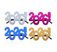 PartyKindom 4pcs Glitter Years Party Glasses Lightweight Plastic Eyewear for All Day Wear Fun Photo Props Silver Gold Blue for Adults Celebration