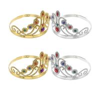PartyKindom 4pcs Halloween Costume Crowns for Adults and Gold and Silver Princess Headbands with Shiny Finish for Birthday Parties Theater Performances and Role Play