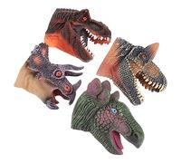 PartyKindom 4pcs Hand Puppet Realistic Dinosaur Head Figures for Flexible and Water Resistant for Role Play and Imaginative Games Includes Triceratops Stegosaurus and Brachiosaurus