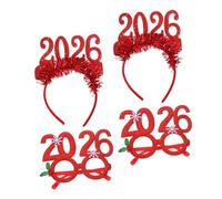 PartyKindom 4pcs Happy New Year Party Favors - Glitter 2026 Eyeglasses and Tinsel Headband for New Years Eve Party Supplies Decoration