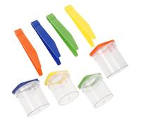 PartyKindom 4pcs Insect Viewer Magnifier Box for Transparent Container for Observing Insects Leaves and Minerals Science Nature Exploration Tool with Tweezers