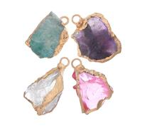 PartyKindom 4pcs Irregular Natural Stone Pendants for Jewelry Making Unique Quartz Crystal Gemstone Charms White Purple Violet and Light Blue for Necklaces and Earrings