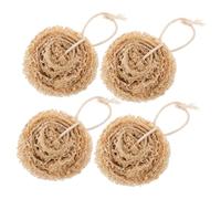 PartyKindom 4pcs Loofah Washing Dish Loofah Sponge Scrubbers Natural Brown Material Sturdy Kitchen Supplies Can Be Hung Gentle on Skin for Home Cleaning