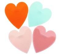 PartyKindom 4pcs Manual Heart Shaped Silicone Facial Cleansing Brushes for Deep Cleaning Blackhead Removal Exfoliation Brush for Gentle Skincare and Sensitive Skin Care