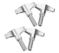 PartyKindom 4pcs Metal Drum Wing Screw Nut for Drum Kits Adjustable and Withstand Heavy Pressure Silver Percussion Instrument Part Full Accessories