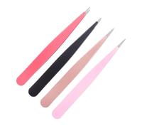 PartyKindom 4pcs Multi-Color Pointed Mouth Eyebrow Clips Stainless Steel Tweezers for Precise Hair Removal and Shaping Lightweight Brow Plucker for Personal and Professional Use