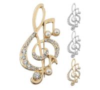 PartyKindom 4pcs Music Note Lapel Pins Rhinestones Lapel Pin Decorative Brooches for Suits Sweaters Jackets Dress Suit Scarves Musical Jewelry