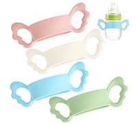 PartyKindom 4pcs Silicone Bottle Handles Wide Neck Handle Grip for Easy Install Feeding Accessories for Born Bottles