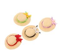 PartyKindom 4pcs Small Straw Hat for Crafts Mini Top Hat Tiny Knitting Cap