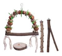 PartyKindom 4Pcs Wear Resistant Wooden Parakeet Set Safe Durable Chewing Accessories for Parrots and Cockatiels for Bird Cages and Anxiety Relief