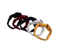 PartyKindom 5 Pcs Solid Color Knitted Cotton Headbands for Women Stretchy Elastic Cross Hair Wraps Classic Stylish Hairbands in Grey Black Mustard Wine Red Navy Blue Comfortable Fit for