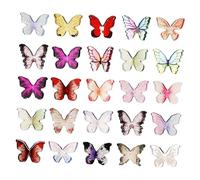 PartyKindom 50 Pcs Mini Resin Butterfly Figures for Crafts and Cake Decorating Small Lightweight Miniatures in Various Styles and Colors for DIY Projects Dollhouse Decor and Birthday