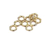 PartyKindom 50 Pcs Zinc Alloy Fine Tooth Replacement Nuts for Guitar and Bass 8mm Thin Golden Nut Set for Electric Guitar Jack Socket Accessories