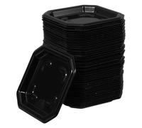 PartyKindom 50pcs Black Square Plant Saucer Trays Plastic Flower Pot Tray with Snug Secure Fit and Easy Monitoring for Indoor and Outdoor Use