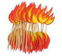 PartyKindom 50pcs Fireman Flame Cupcake Picks Dessert Toppers for Birthday Party Cake Decorations Single Use Fire Rescue Theme Cake Inserted Decor for Cupcakes and Desserts