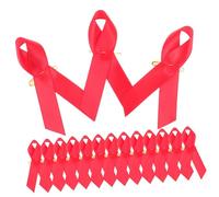 PartyKindom 50pcs Red Awareness Ribbons with Pins Portable Fundraising Ribbon Decor for Support Durable and Bright Lapel Brooches for Charity Events and Social Causes