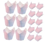 PartyKindom 50pcs Tulip Cupcake Liners Baking Cups Gradient Color Muffin Wrappers for Parties Brownies Candy Treats Lightweight Heat Resistant Pastry Baking Accessory