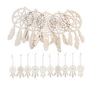 PartyKindom 50pcs Unfinished Wood Cutouts Dreamcatcher Kit for Wall Decor DIY Blank Wooden Hanging Ornaments Boho Style Craft Supplies for Painting and Home Decoration