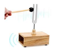 PartyKindom 528hz Aluminum Alloy Tuning Fork and Wooden Resonance Box, Yoga Tuning Fork Set for Sound Therapy, Hearing Test, and Music Experimentation
