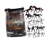 PartyKindom 52pcs Miniature People Models Set Medieval Knight and Horse Figurines for Table Decor for Parties and Collections Design Realistic Detailing