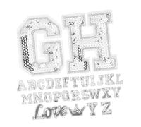 PartyKindom 56pcs Alphabet Iron on Patches Sew on Applique Patch Silver Sequin Letter Versatile Application Easy to Use Stylish Appearance Fashion Styles for DIY Accessories Shirts Socks