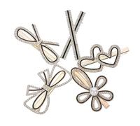 PartyKindom 5Pcs Alloy Beaded Hair Clips Small Decorative Hairpins for Women and Rhinestone Hair Barrettes for Wedding and Everyday Styling Mixed Color Designs