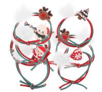 PartyKindom 5pcs Christmas Tree Hair Ties Elastic Ponytail Holders Festive Hair Bands for Party Accessories Soft Holiday