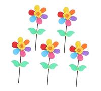 PartyKindom 5Pcs Colorful Sunflower Pinwheel Outdoor Garden Decorations for Interactive Playthings Bright Windmill Ornaments for Lawn