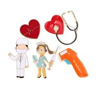 PartyKindom 5Pcs Cute Heart Shaped Medical Jewelry for Healthcare Workers Durable Playful Accessories for International Nurses Day for Uniforms Casual Wear