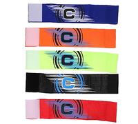 PartyKindom 5Pcs Football Captain Armbands Durable Soccer Match Bands High Visibility Team Sports Armbands Red Blue Black Fluorescent Green and Orange for Youth and Adults